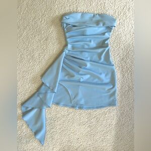 **NEW** Strapless Ruched Tassel Dress In Blue - Lucy In The Sky